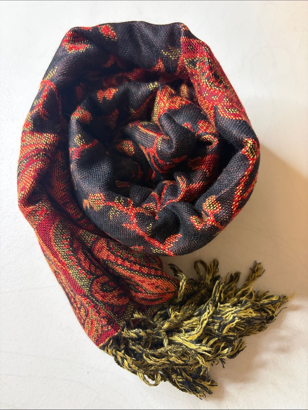 Pashmina Paisley Fringe Scarf/Shawl | EUC | OS